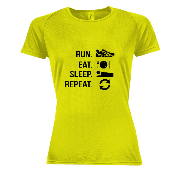 Dámské funkční tričko s potiskem Run eat sleep repeat - funkční