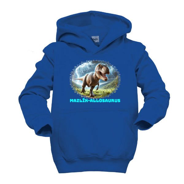 Dětská mikina s kapucí s potiskem Allosaurus