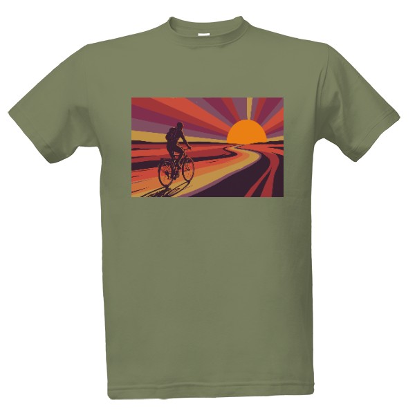 Tričko s potiskem Cyklista - západ slunce
