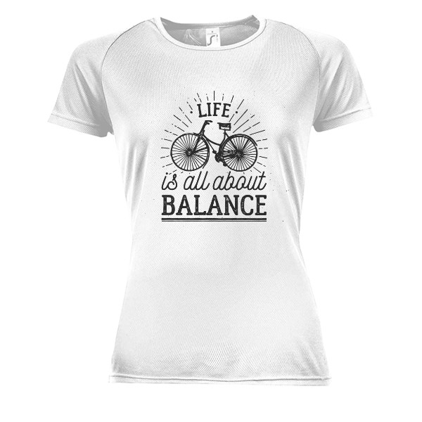 Dámske funčné tričko s potlačou Life is all about Balance -funkčné