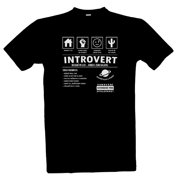 Tričko s potiskem Introvert