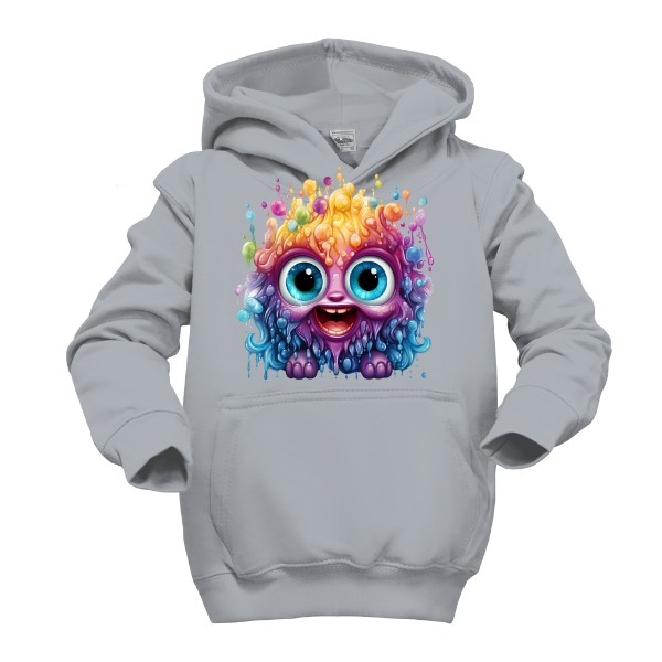 Dětská mikina s kapucí s potiskem kawaii duhová bomba s očima
