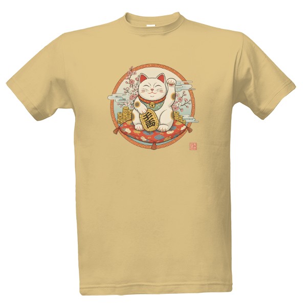 Tričko s potiskem Kočka štěstí - Maneki neko 