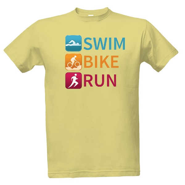 Tričko s potiskem Swim Bike Run s logem