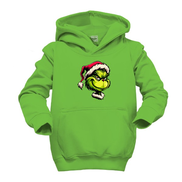 Dětská mikina s kapucí s potiskem Vánoční Grinch s čepicí